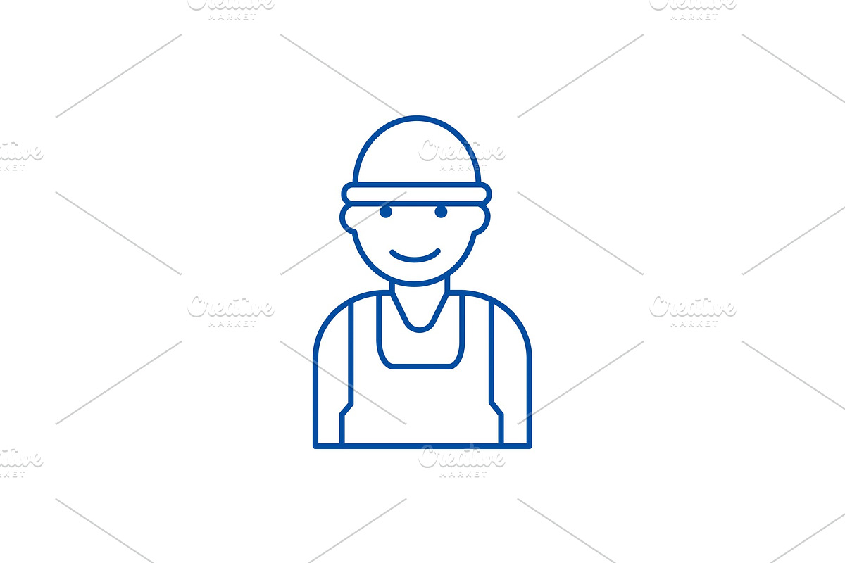 Labor,worker,builder line icon in Illustrations - product preview 8