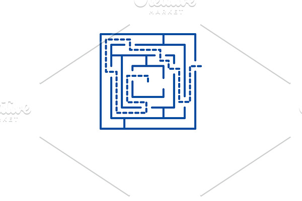 Labyrinth solution line icon concept