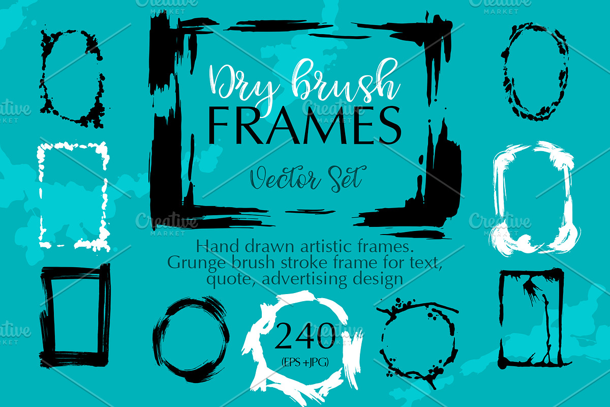 Dry brush frames vector collection in Illustrations - product preview 8
