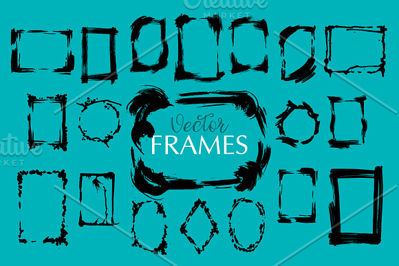 Dry brush frames vector collection in Illustrations - product preview 1