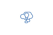 Lamp idea in cloud line icon concept