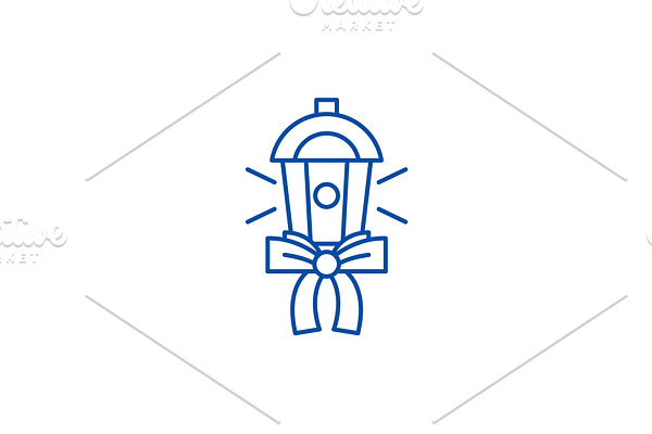 Lantern gift line icon concept