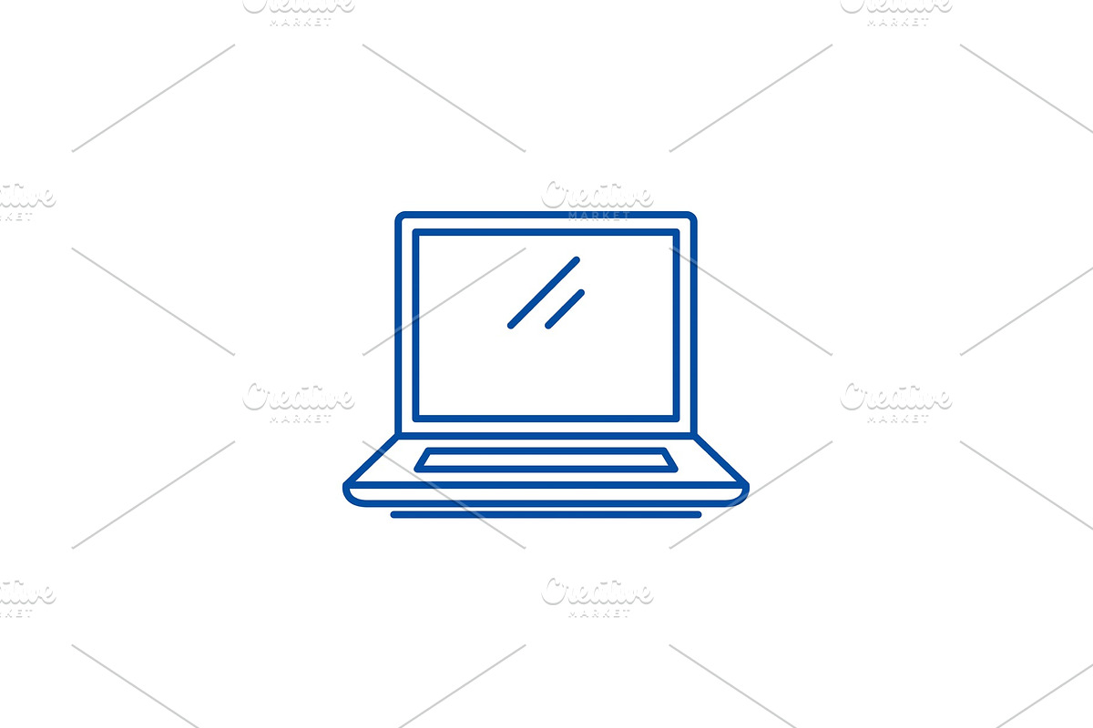 Laptop line icon concept. Laptop in Illustrations - product preview 8