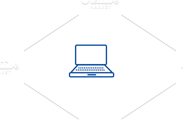 Laptop sign line icon concept