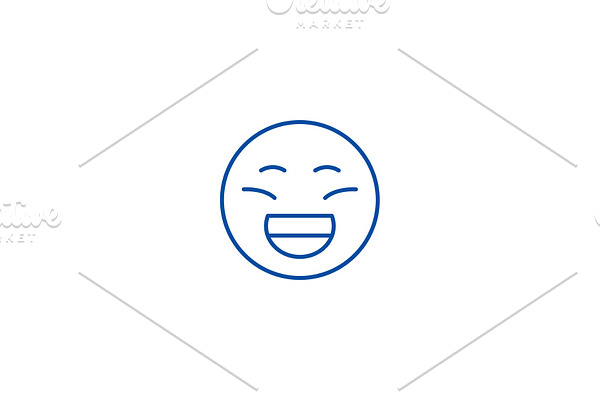 Laughing emoji line icon concept