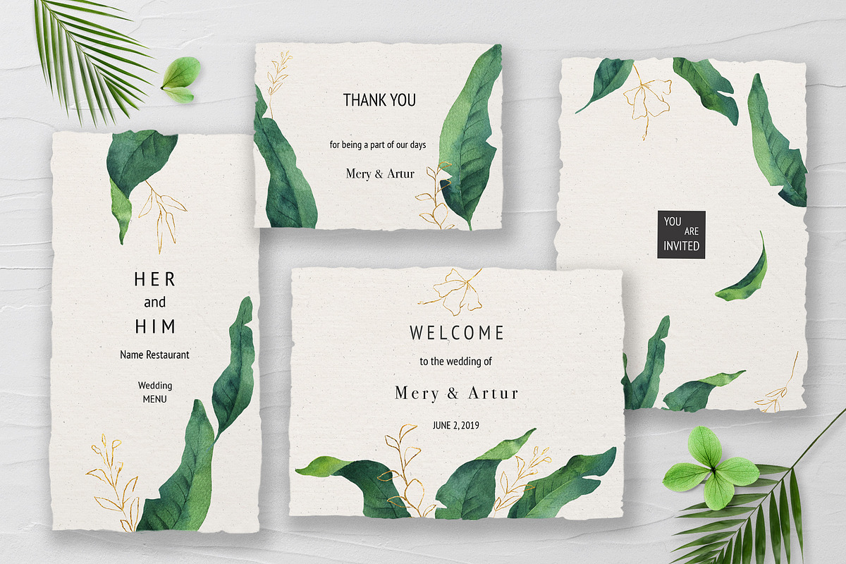 Tropical Greenery Wedding Suite in Wedding Templates - product preview 8