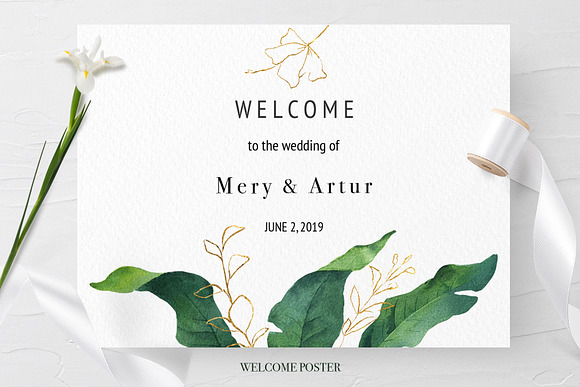 Tropical Greenery Wedding Suite in Wedding Templates - product preview 2