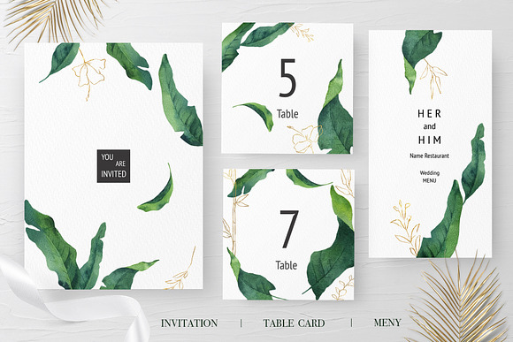 Tropical Greenery Wedding Suite in Wedding Templates - product preview 3