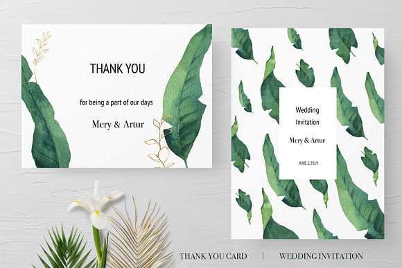 Tropical Greenery Wedding Suite in Wedding Templates - product preview 4