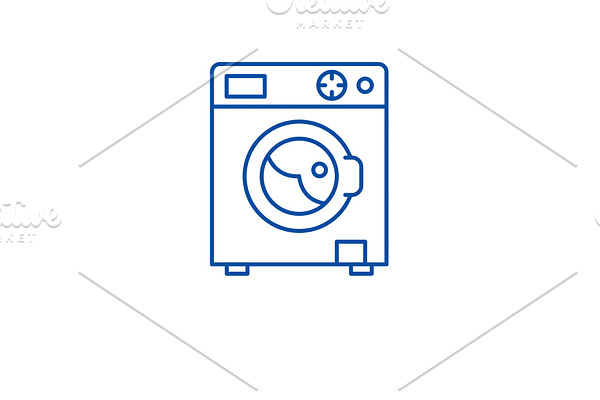 Laundry machine line icon concept