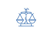 Law and justice line icon concept