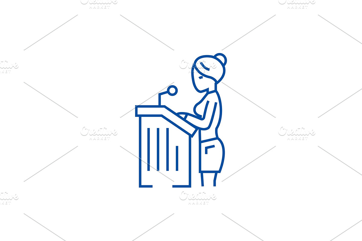 Lawyer woman,speech in court line in Illustrations - product preview 8