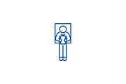 Laying man reading book line icon