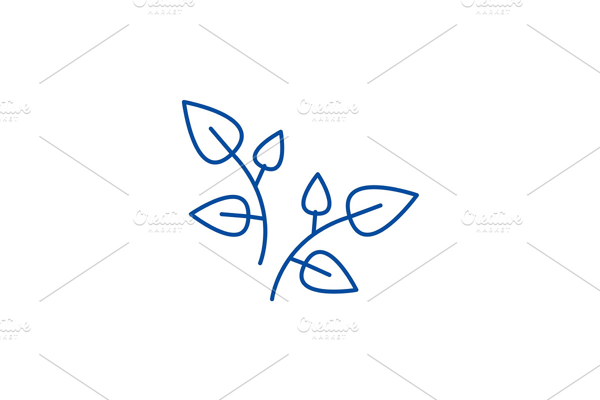 Leaf, branches line icon concept in Illustrations - product preview 8