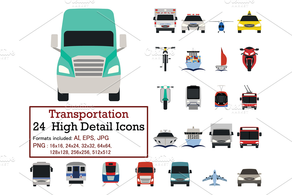 Set of 24 Transportation Icons in Icons - product preview 8