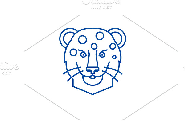 Leopard head line icon concept