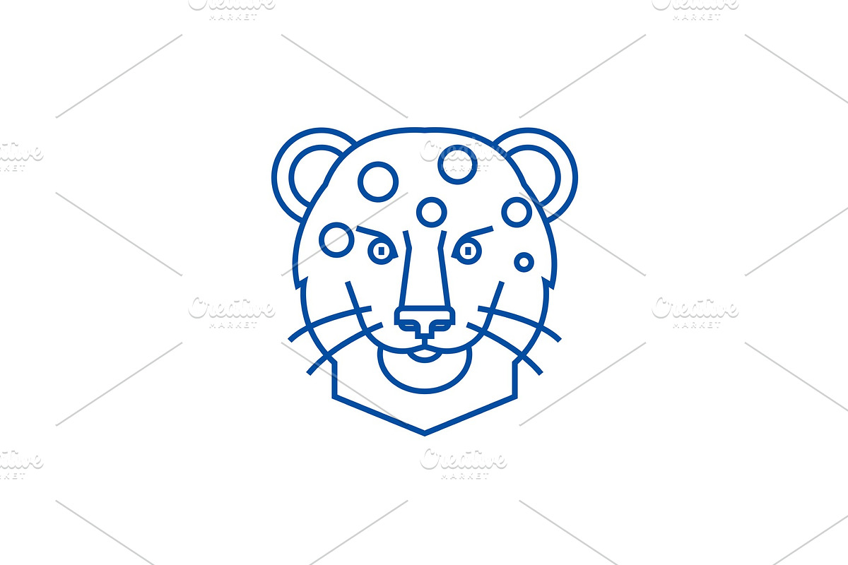 Leopard head line icon concept in Illustrations - product preview 8