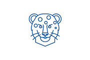Leopard head line icon concept