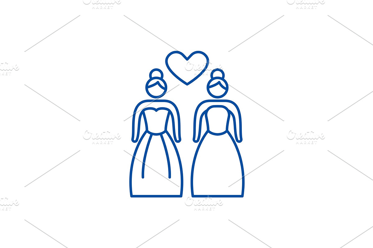 Lesbian marriage line icon concept in Illustrations - product preview 8