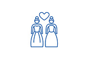 Lesbian marriage line icon concept