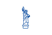 Liberty statue, new york line icon