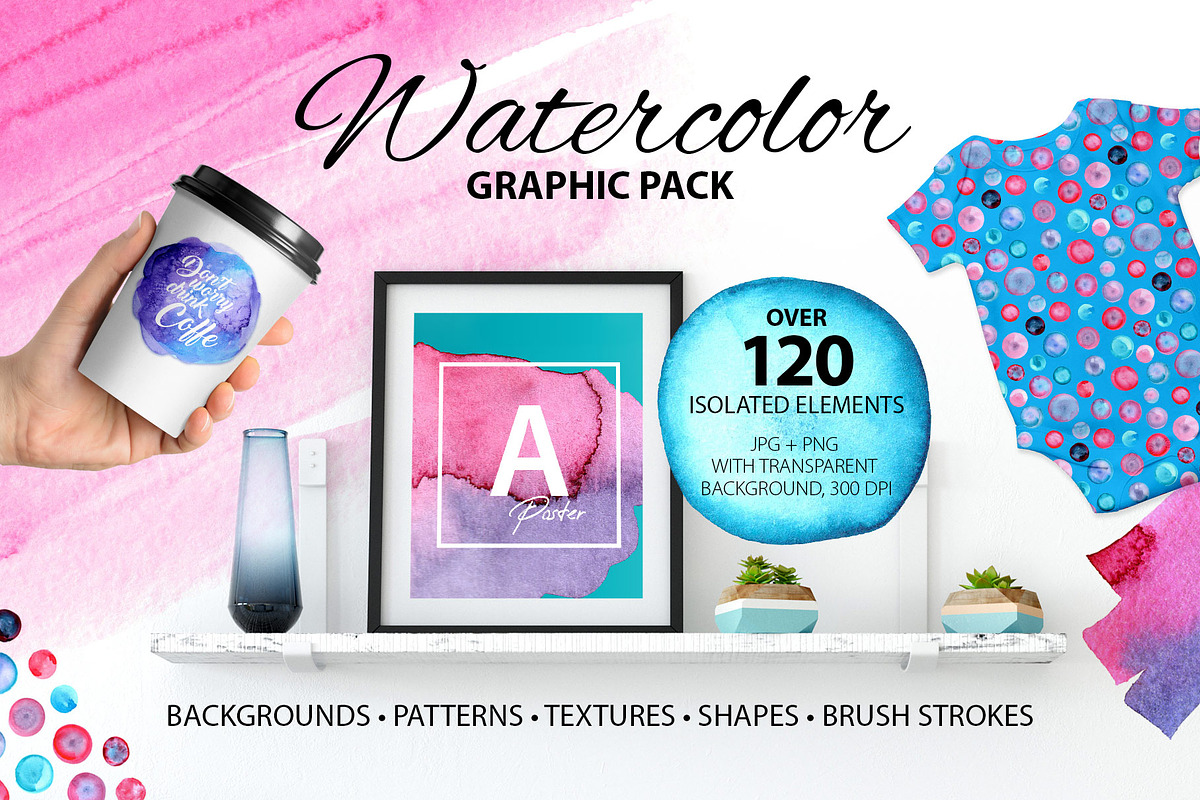 Watercolor graphic pack in Illustrations - product preview 8