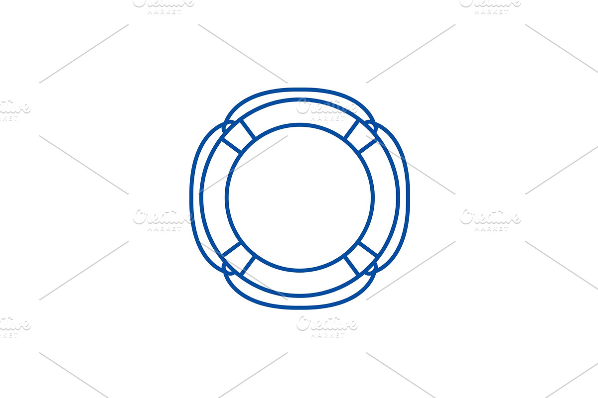 Lifebuoy line icon concept. Lifebuoy in Illustrations - product preview 8