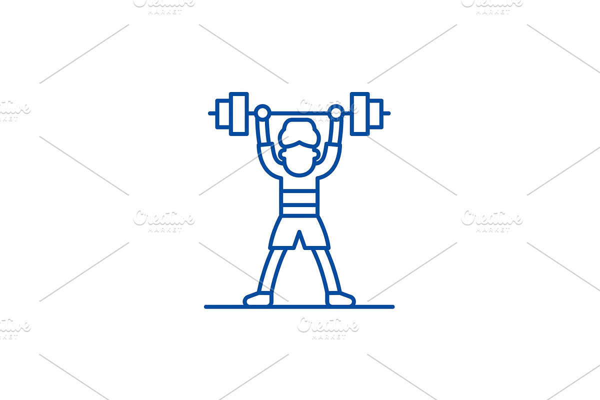 Lift barbell line icon concept. Lift in Illustrations - product preview 8
