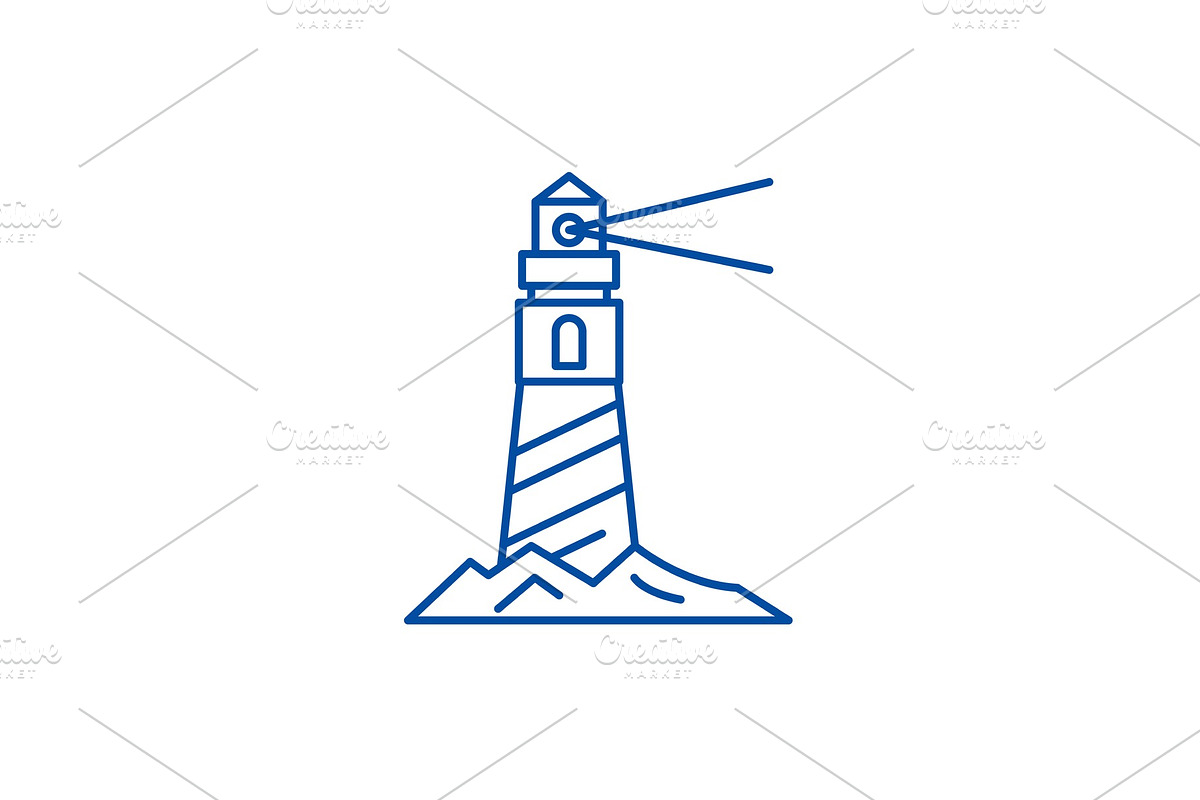 Lighthouse on the shore line icon in Illustrations - product preview 8