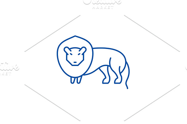 Lion line icon concept. Lion flat