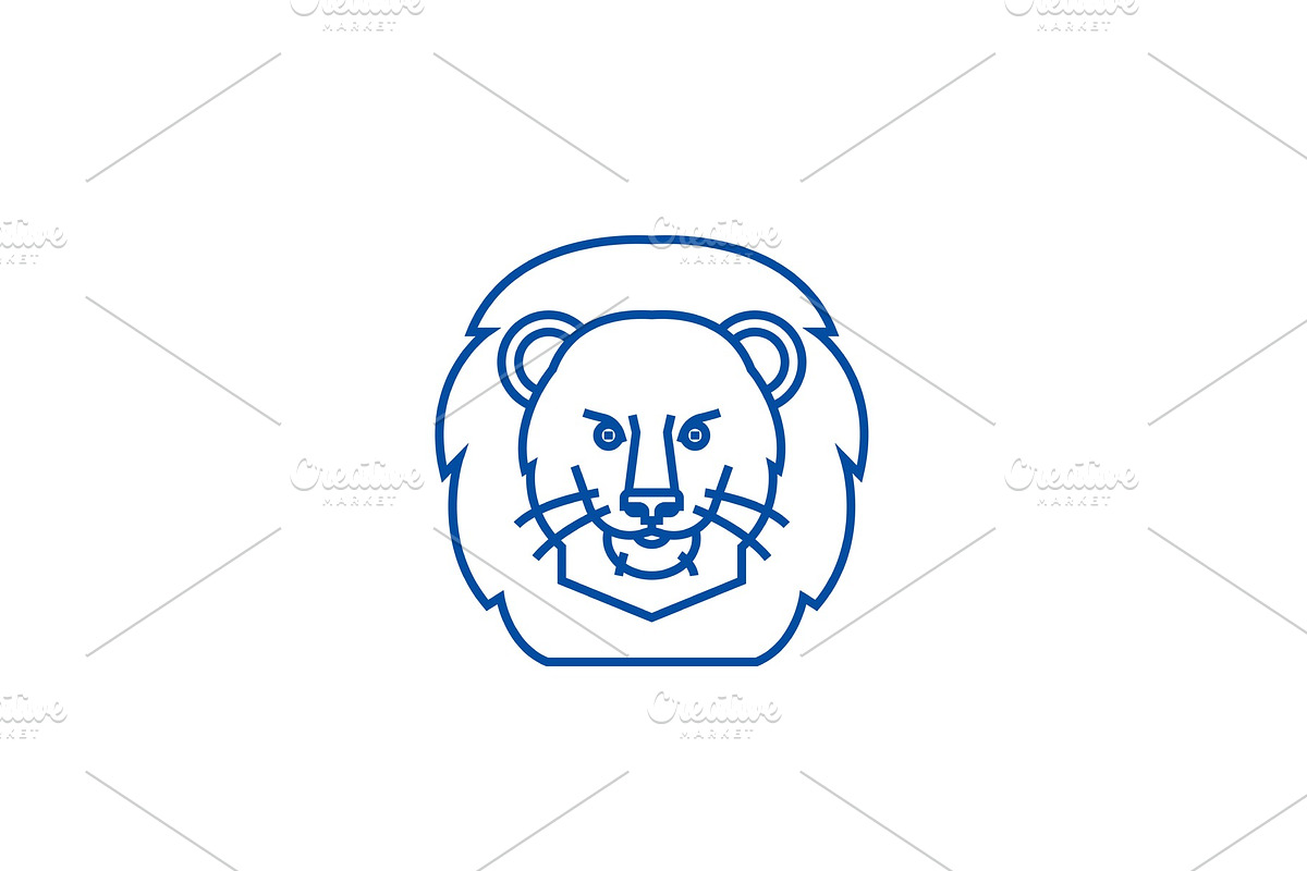 Lion illustration head line icon in Illustrations - product preview 8