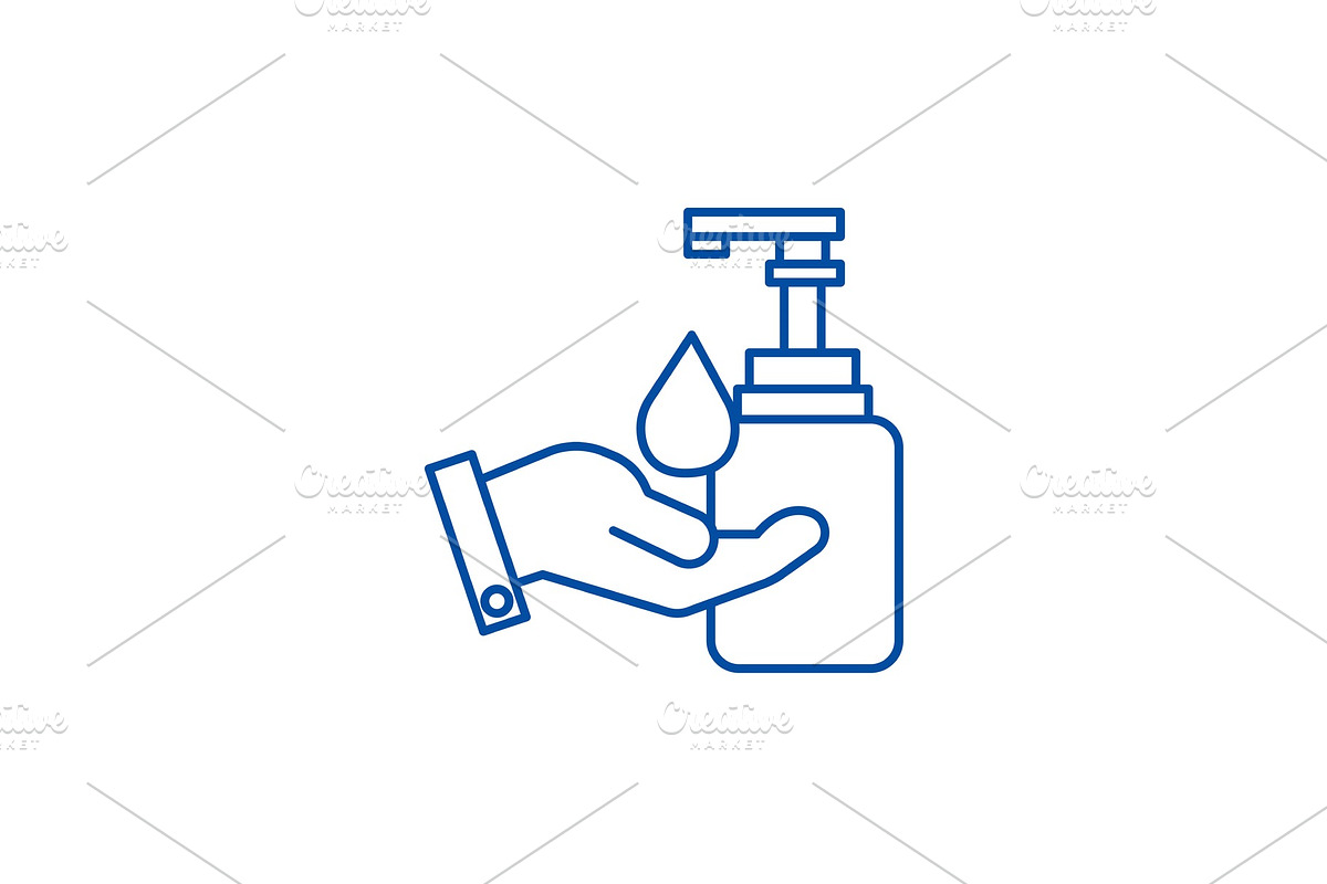 Liquid soap with hand line icon in Objects - product preview 8