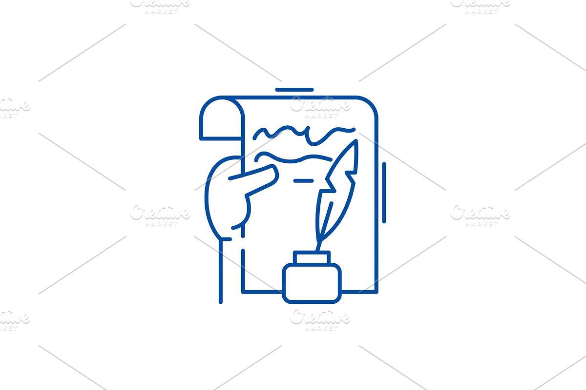 Literary creativity line icon in Illustrations - product preview 8
