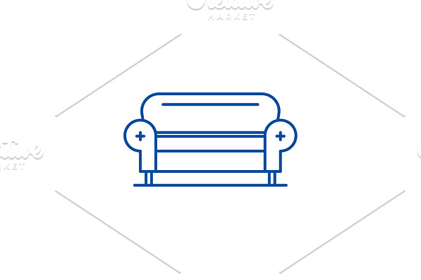 Living room sofa line icon concept
