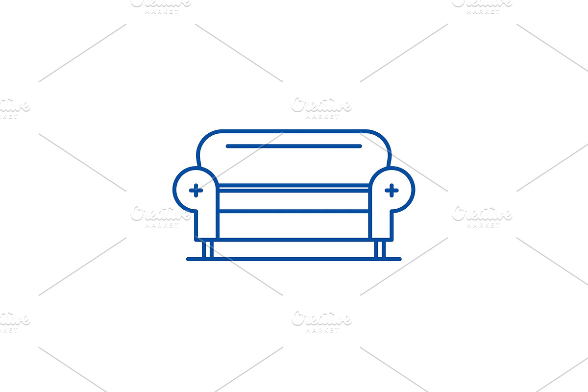 Living room sofa line icon concept in Illustrations - product preview 8