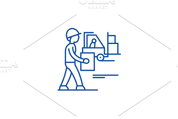 Loading goods line icon concept