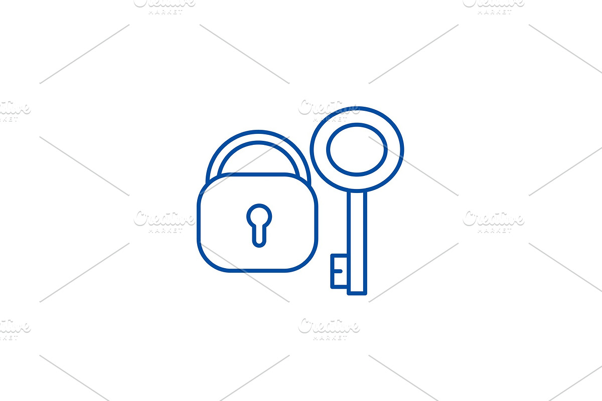 Lock with key line icon concept in Objects - product preview 8