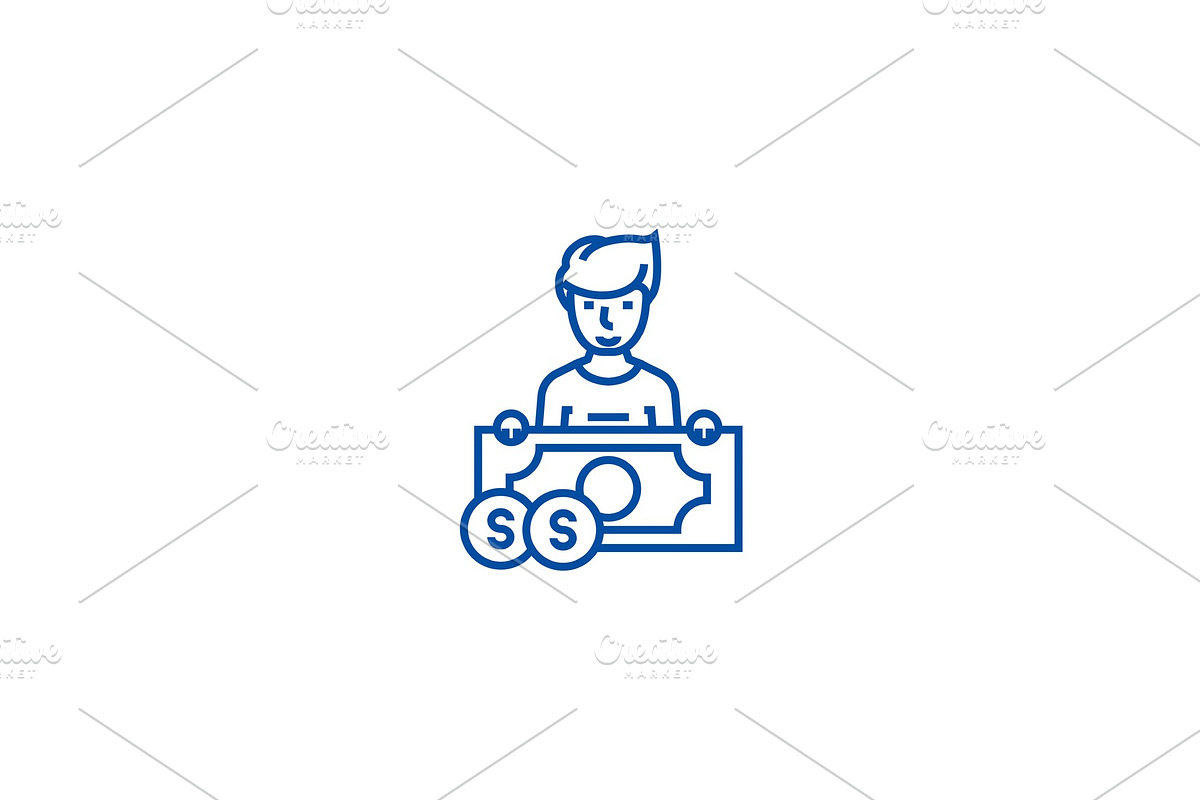 Lottery winner line icon concept in Illustrations - product preview 8