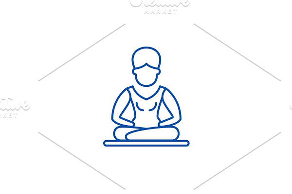 Lotus pose meditation line icon