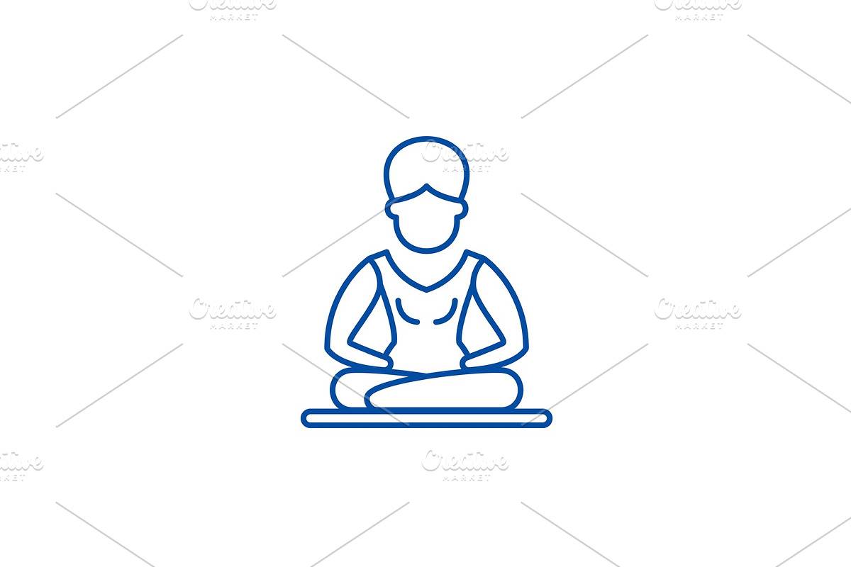 Lotus pose meditation line icon in Illustrations - product preview 8