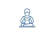 Lotus pose meditation line icon