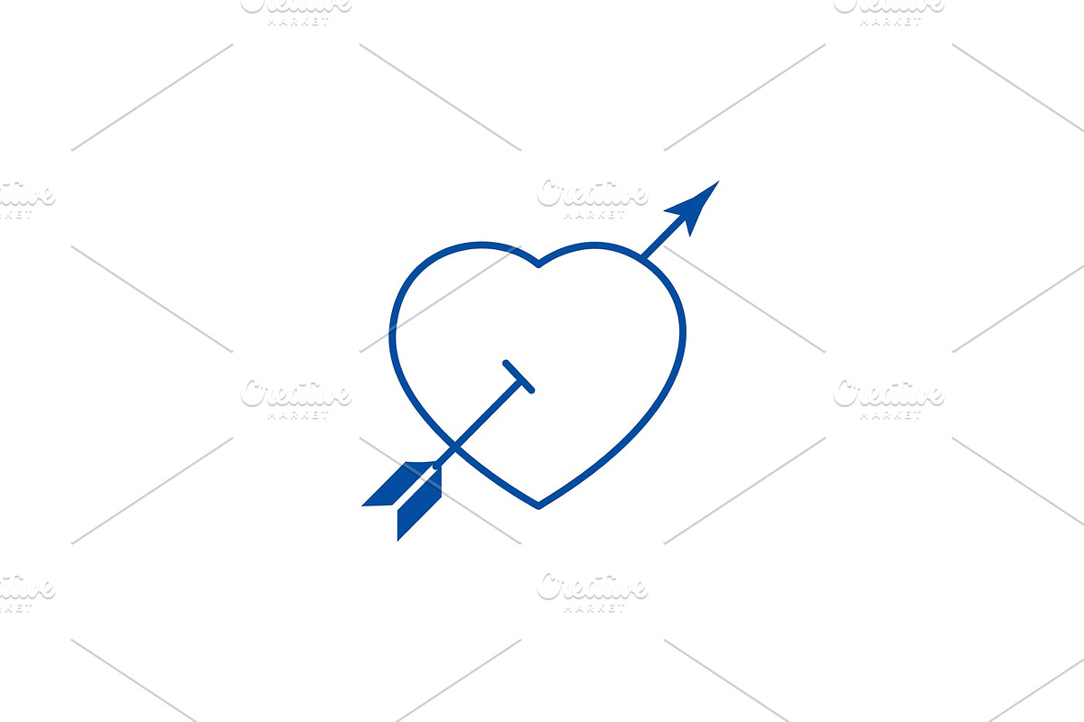 Love heart with arrow line icon in Illustrations - product preview 8