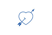 Love heart with arrow line icon