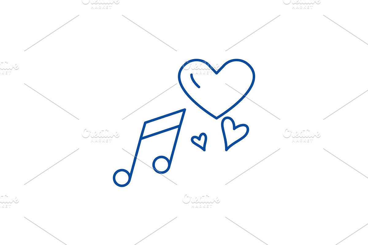 Love music line icon concept. Love in Illustrations - product preview 8