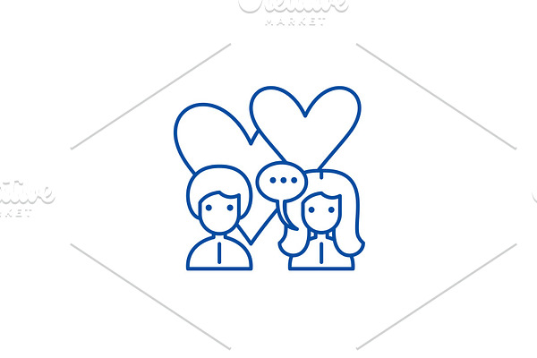 Love relationship line icon concept