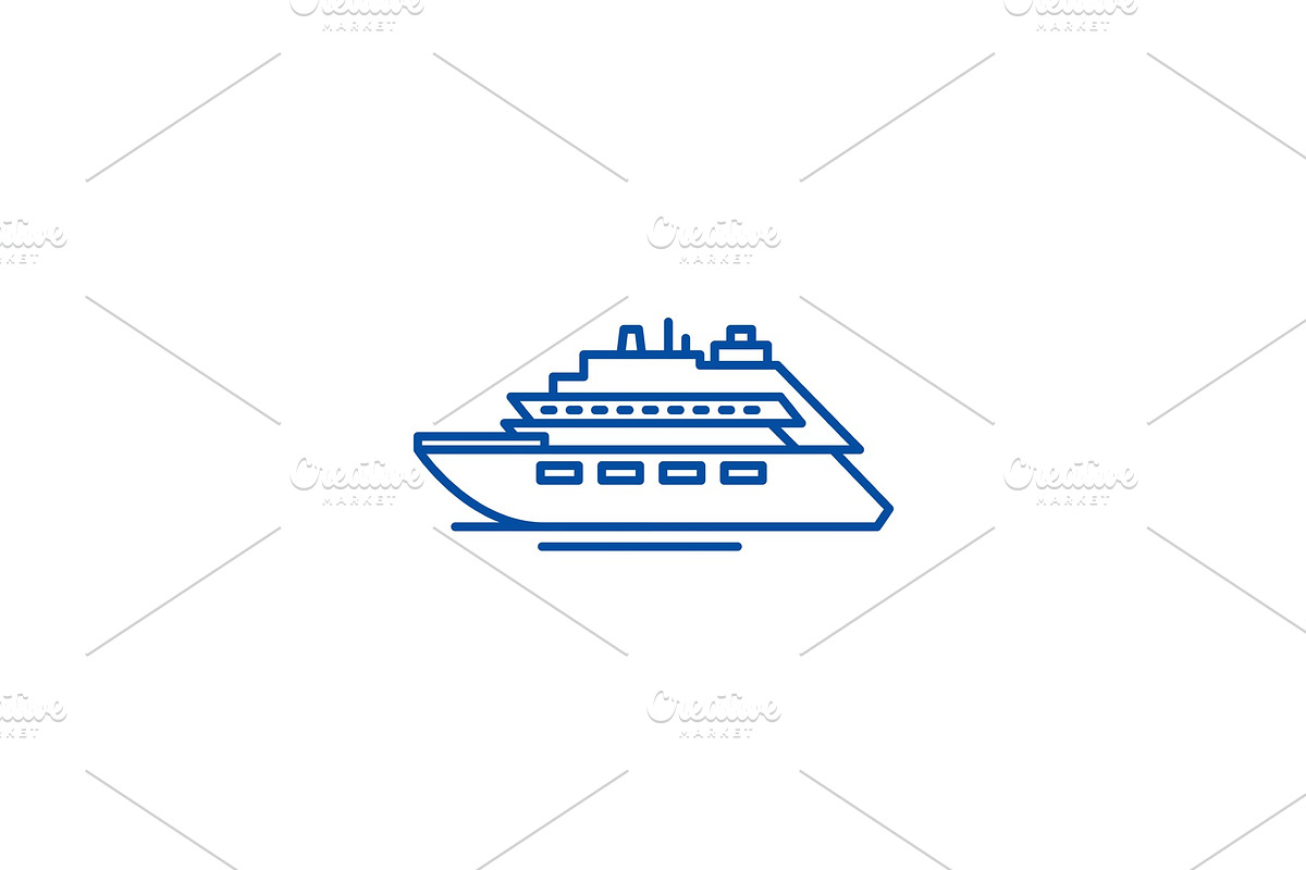 Luxury yacht line icon concept in Illustrations - product preview 8