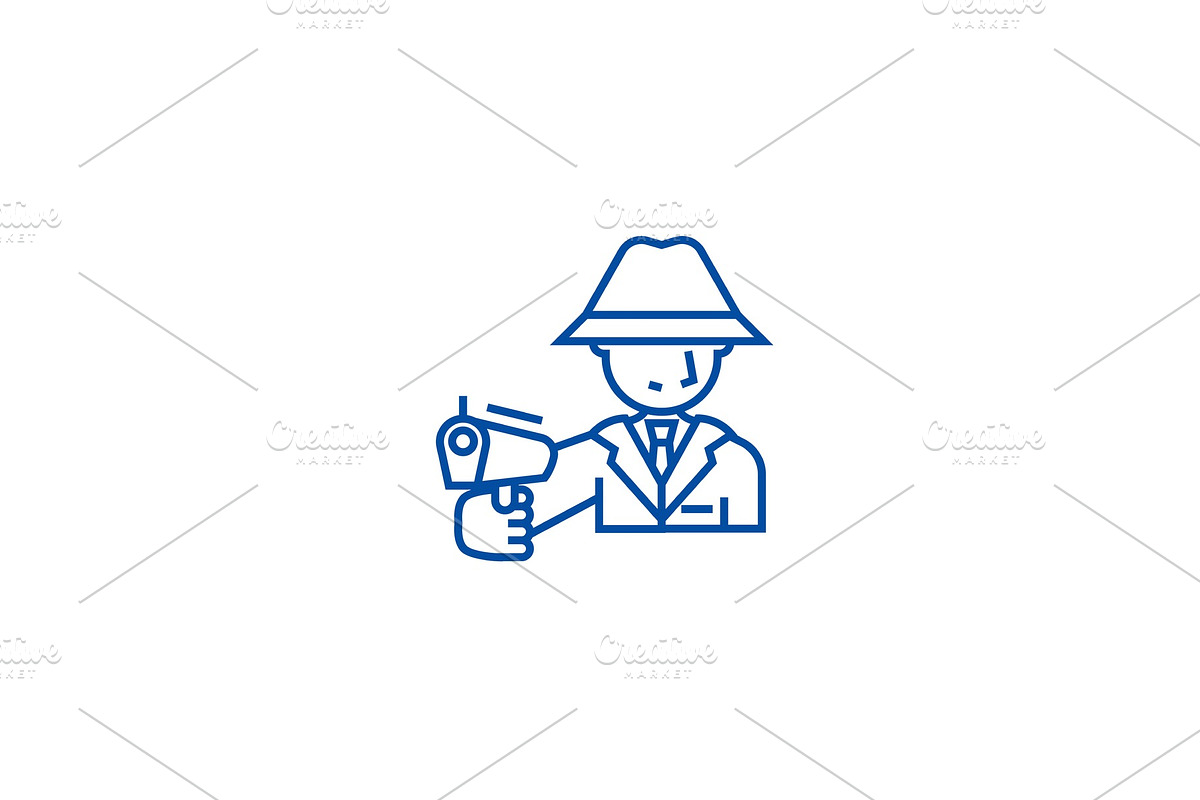 Mafia, man with gun line icon in Illustrations - product preview 8