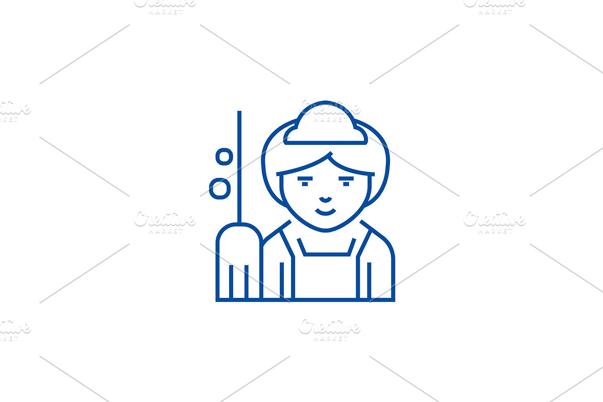 Maid line icon concept. Maid flat in Illustrations - product preview 8