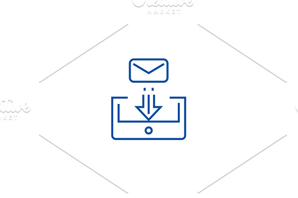 Mail box post line icon concept