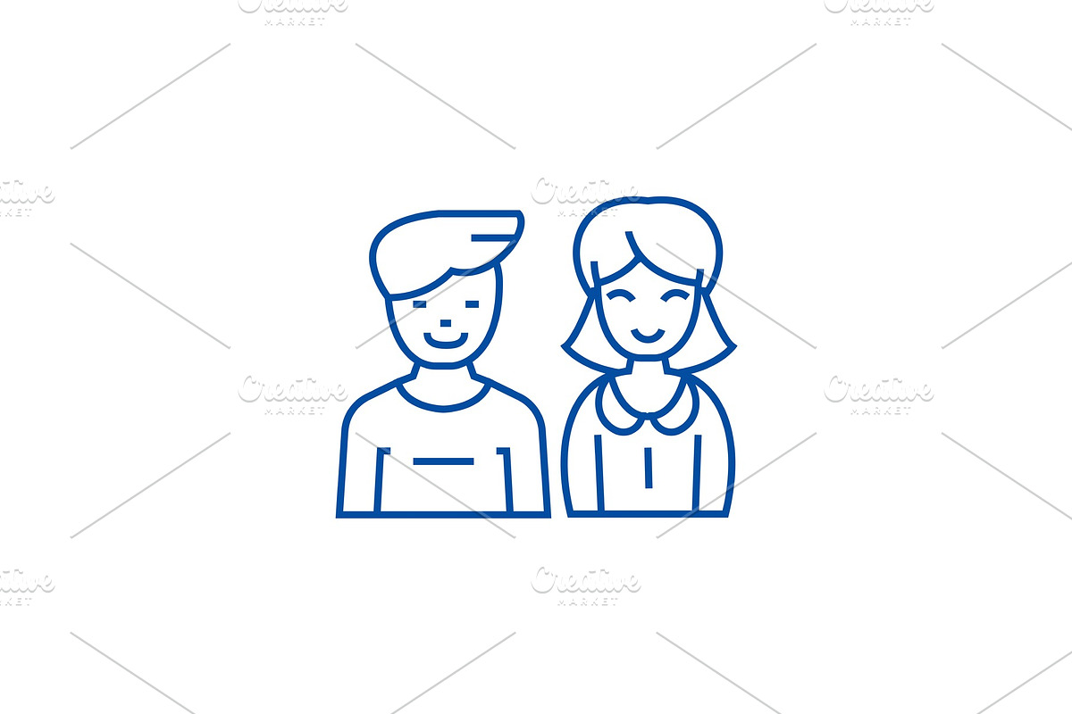 Man and woman, line icon concept in Illustrations - product preview 8